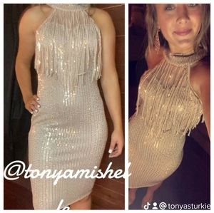 Rose gold cocktail  dress..Size small little stretch..